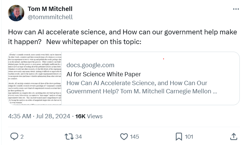 机器学习之父Mitchell发布AI for Science白皮书