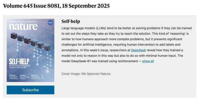 刚刚，DeepSeek-R1论文登上Nature封面，通讯作者梁文锋